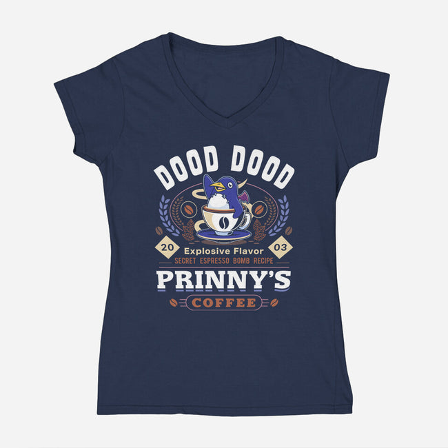 Prinny Dood Coffee Emblem-Womens-V-Neck-Tee-LAGELANTEE