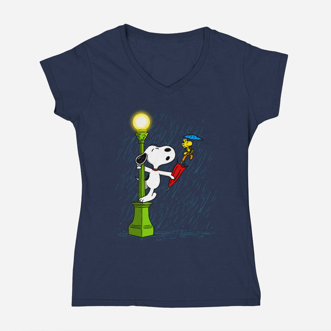 Singing In The Rain-Womens-V-Neck-Tee-drbutler