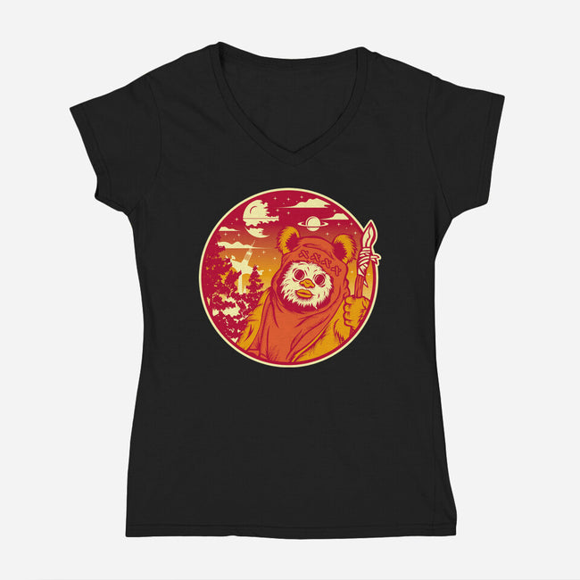 Forest Moon Sunset-Womens-V-Neck-Tee-SuperEdu