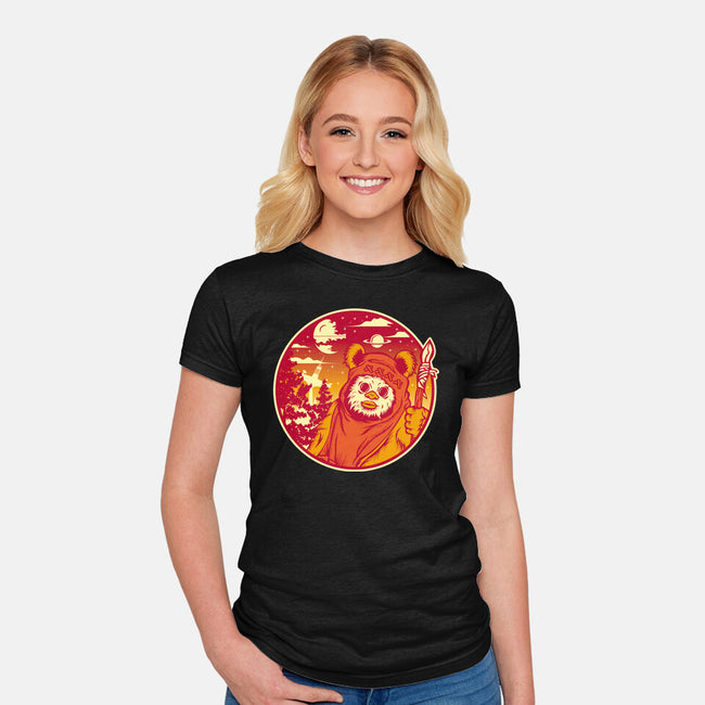 Forest Moon Sunset-Womens-Fitted-Tee-SuperEdu