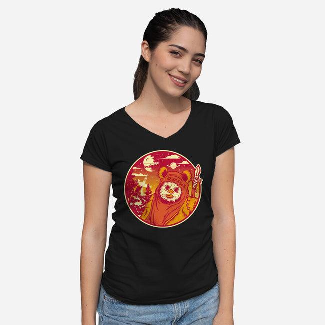 Forest Moon Sunset-Womens-V-Neck-Tee-SuperEdu