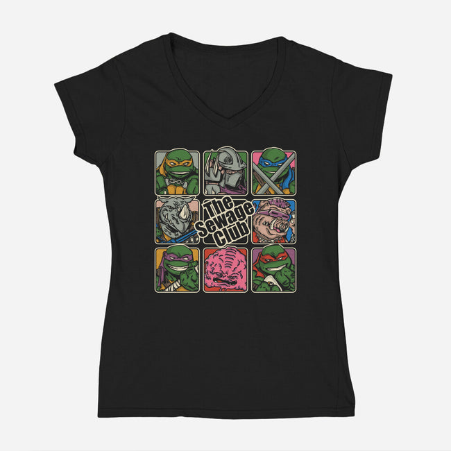The Sewage Bunch-Womens-V-Neck-Tee-turborat14