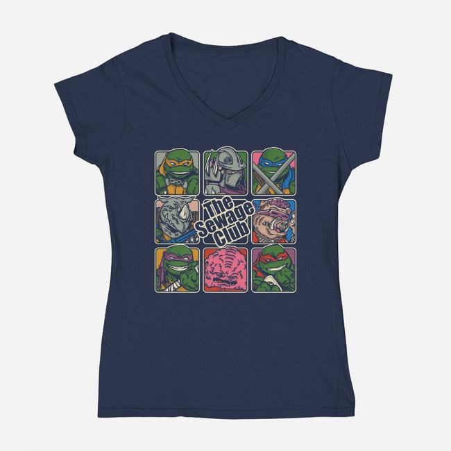 The Sewage Bunch-Womens-V-Neck-Tee-turborat14