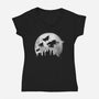 Full Moon Over Hogwarts-Womens-V-Neck-Tee-DrMonekers