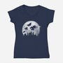 Full Moon Over Hogwarts-Womens-V-Neck-Tee-DrMonekers