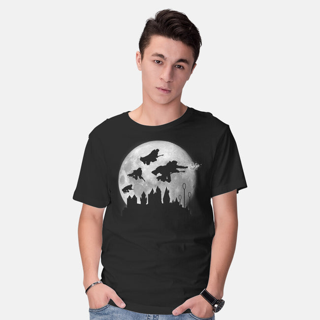 Full Moon Over Hogwarts-Mens-Basic-Tee-DrMonekers