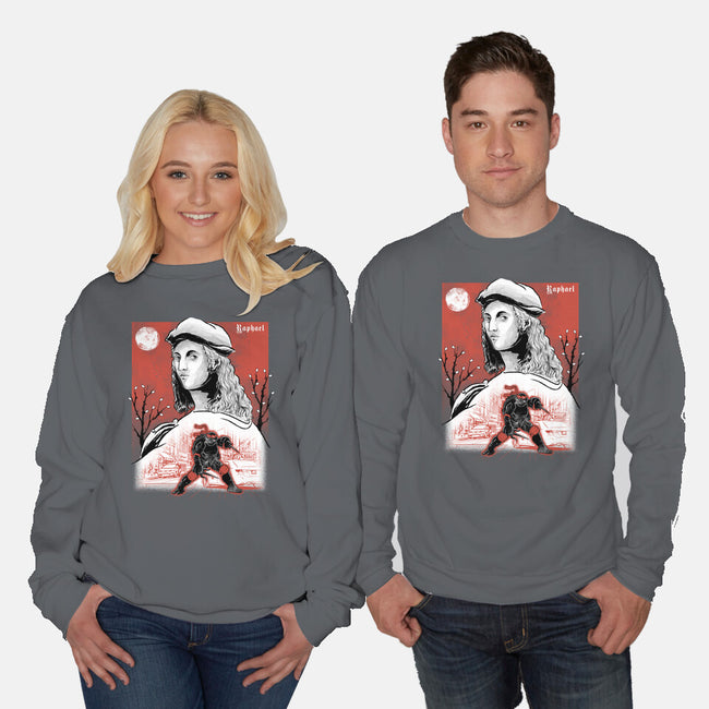 Renaissance Ninja Raphael Sumi-E-Unisex-Crew Neck-Sweatshirt-Astrobot Invention