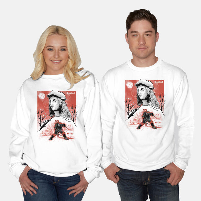 Renaissance Ninja Raphael Sumi-E-Unisex-Crew Neck-Sweatshirt-Astrobot Invention