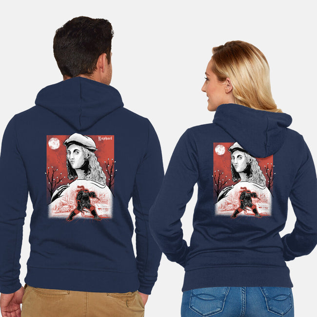 Renaissance Ninja Raphael Sumi-E-Unisex-Zip-Up-Sweatshirt-Astrobot Invention