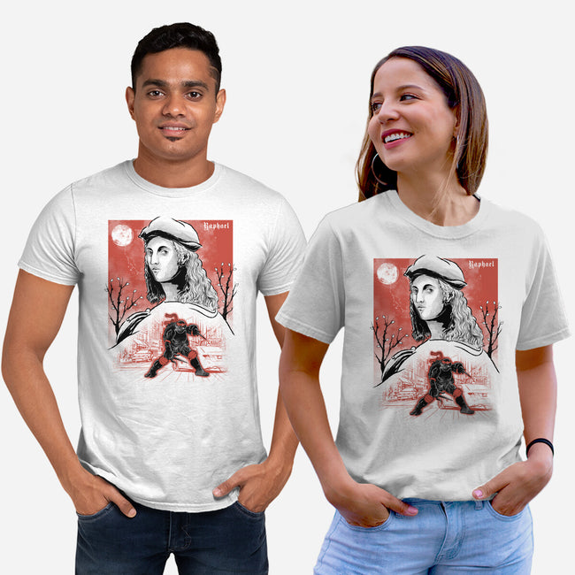 Renaissance Ninja Raphael Sumi-E-Unisex-Basic-Tee-Astrobot Invention