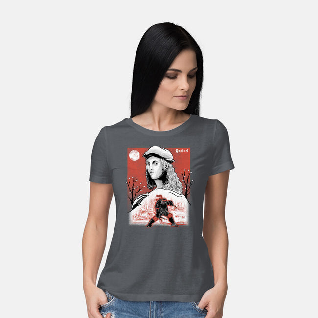 Renaissance Ninja Raphael Sumi-E-Womens-Basic-Tee-Astrobot Invention