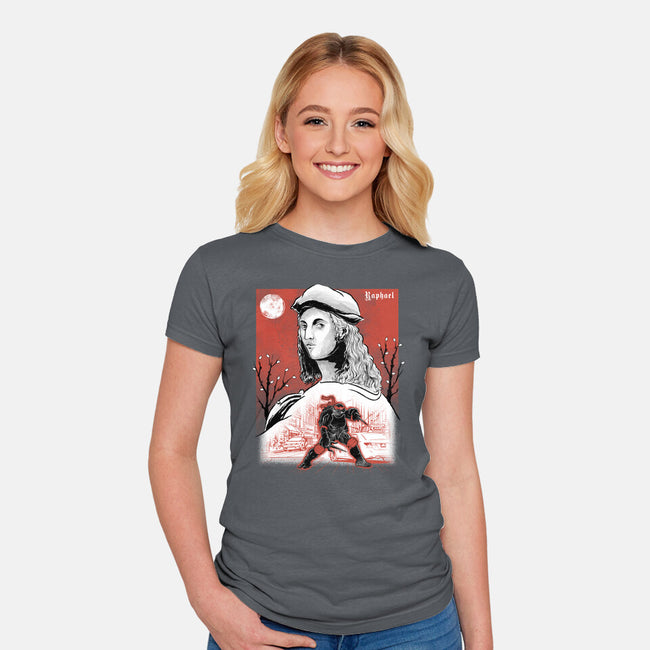 Renaissance Ninja Raphael Sumi-E-Womens-Fitted-Tee-Astrobot Invention