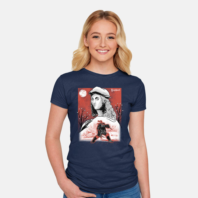 Renaissance Ninja Raphael Sumi-E-Womens-Fitted-Tee-Astrobot Invention