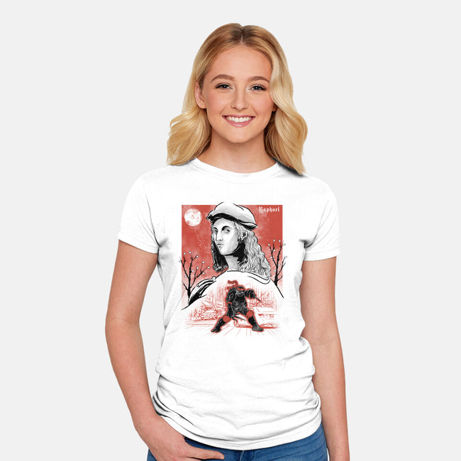 Renaissance Ninja Raphael Sumi-E-Womens-Fitted-Tee-Astrobot Invention