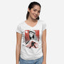 Renaissance Ninja Raphael Sumi-E-Womens-V-Neck-Tee-Astrobot Invention