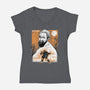 Renaissance Ninja Michelangelo Sumi-E-Womens-V-Neck-Tee-Astrobot Invention