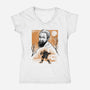 Renaissance Ninja Michelangelo Sumi-E-Womens-V-Neck-Tee-Astrobot Invention