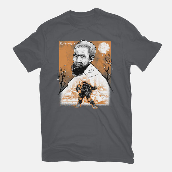 Renaissance Ninja Michelangelo Sumi-E-Unisex-Basic-Tee-Astrobot Invention