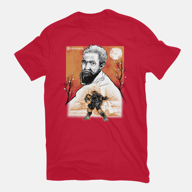 Renaissance Ninja Michelangelo Sumi-E-Unisex-Basic-Tee-Astrobot Invention