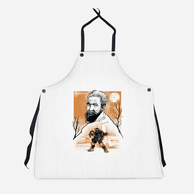 Renaissance Ninja Michelangelo Sumi-E-Unisex-Kitchen-Apron-Astrobot Invention