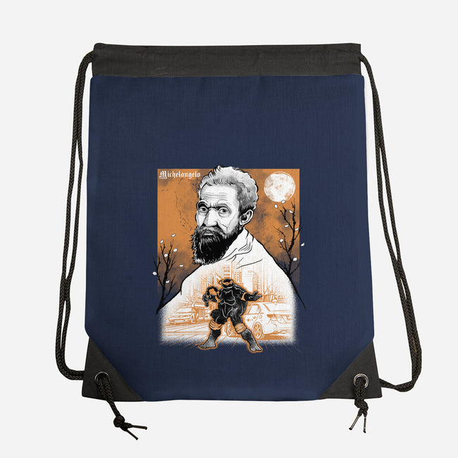 Renaissance Ninja Michelangelo Sumi-E-None-Drawstring-Bag-Astrobot Invention