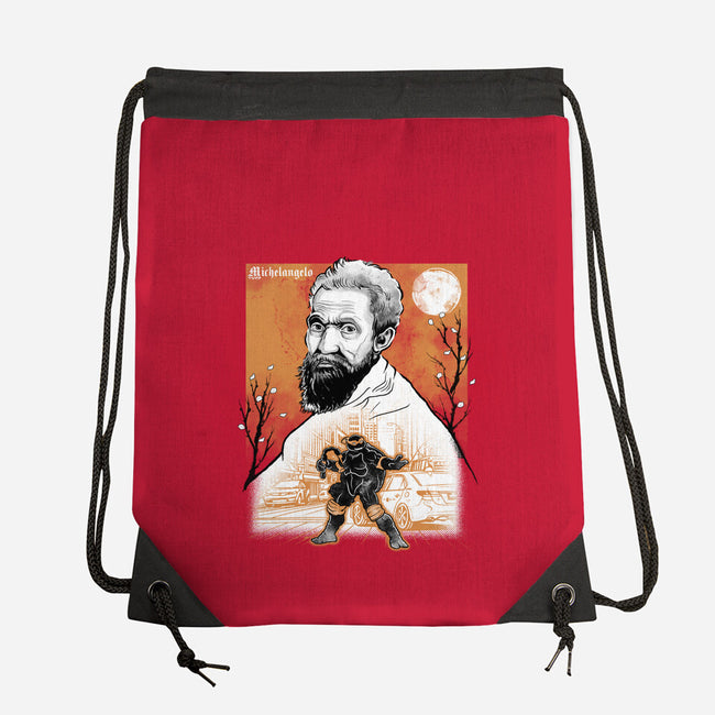 Renaissance Ninja Michelangelo Sumi-E-None-Drawstring-Bag-Astrobot Invention