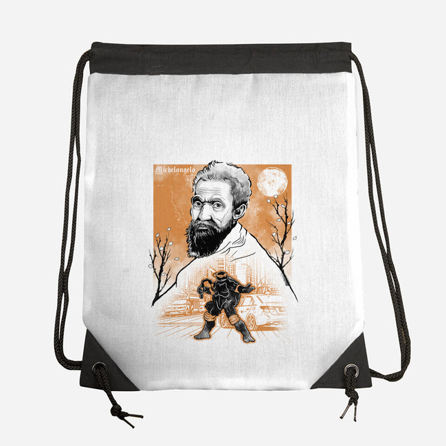 Renaissance Ninja Michelangelo Sumi-E-None-Drawstring-Bag-Astrobot Invention