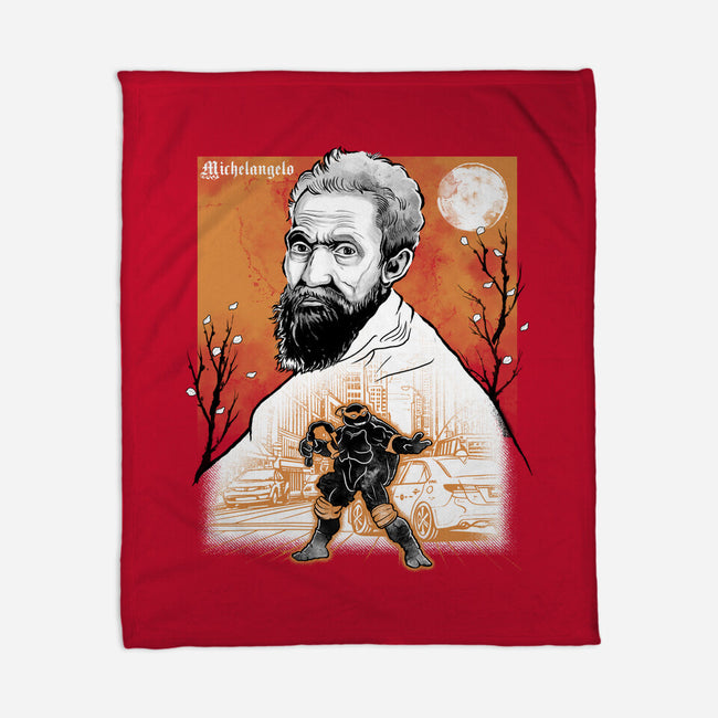 Renaissance Ninja Michelangelo Sumi-E-None-Fleece-Blanket-Astrobot Invention