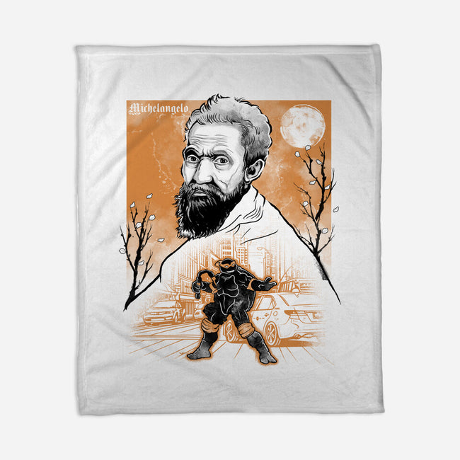 Renaissance Ninja Michelangelo Sumi-E-None-Fleece-Blanket-Astrobot Invention