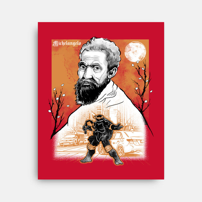 Renaissance Ninja Michelangelo Sumi-E-None-Stretched-Canvas-Astrobot Invention