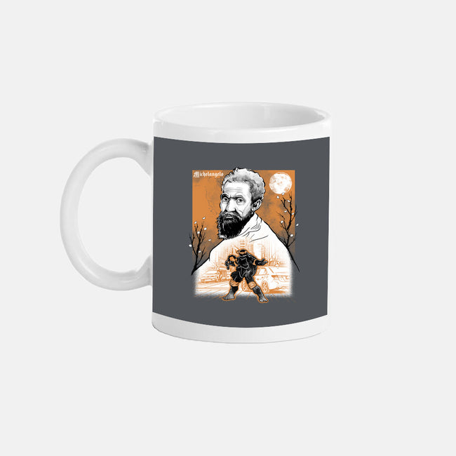 Renaissance Ninja Michelangelo Sumi-E-None-Mug-Drinkware-Astrobot Invention