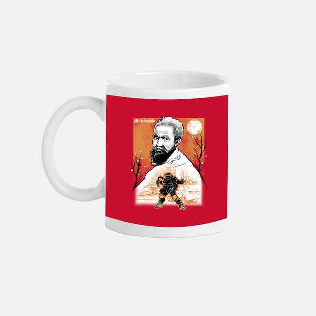 Renaissance Ninja Michelangelo Sumi-E-None-Mug-Drinkware-Astrobot Invention