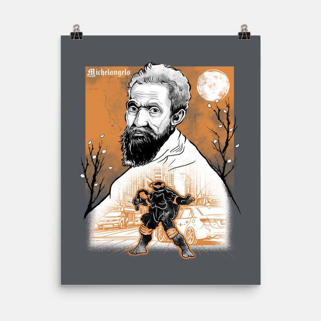 Renaissance Ninja Michelangelo Sumi-E-None-Matte-Poster-Astrobot Invention