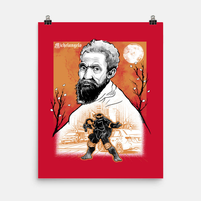 Renaissance Ninja Michelangelo Sumi-E-None-Matte-Poster-Astrobot Invention