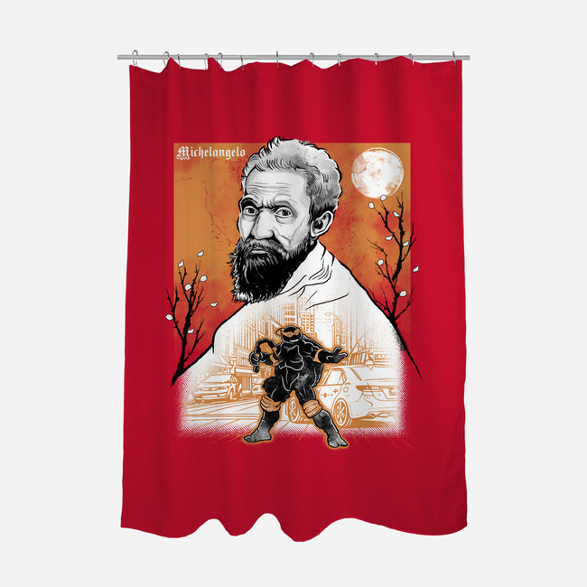 Renaissance Ninja Michelangelo Sumi-E-None-Polyester-Shower Curtain-Astrobot Invention