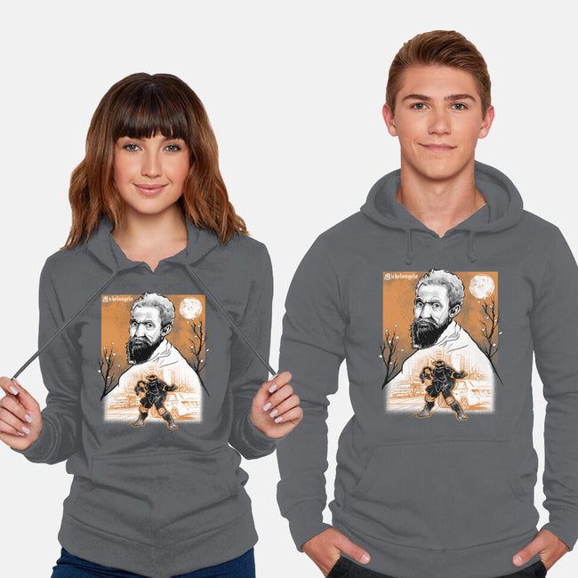 Renaissance Ninja Michelangelo Sumi-E-Unisex-Pullover-Sweatshirt-Astrobot Invention