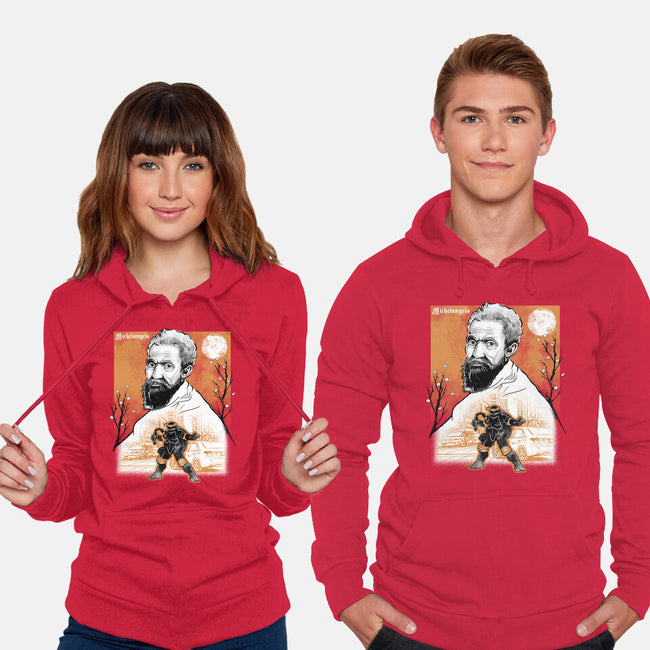 Renaissance Ninja Michelangelo Sumi-E-Unisex-Pullover-Sweatshirt-Astrobot Invention