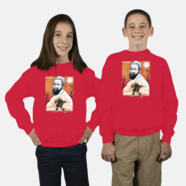 Renaissance Ninja Michelangelo Sumi-E-Youth-Crew Neck-Sweatshirt-Astrobot Invention