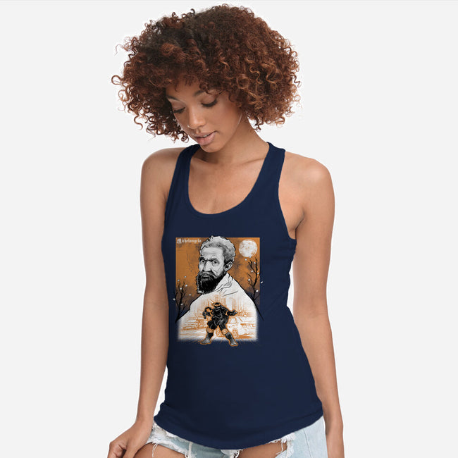 Renaissance Ninja Michelangelo Sumi-E-Womens-Racerback-Tank-Astrobot Invention