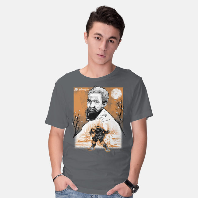 Renaissance Ninja Michelangelo Sumi-E-Mens-Basic-Tee-Astrobot Invention