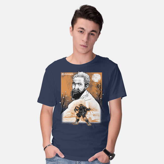 Renaissance Ninja Michelangelo Sumi-E-Mens-Basic-Tee-Astrobot Invention