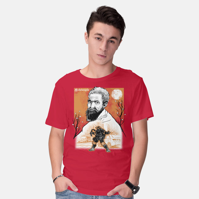 Renaissance Ninja Michelangelo Sumi-E-Mens-Basic-Tee-Astrobot Invention