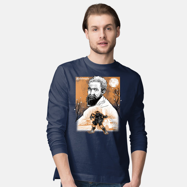 Renaissance Ninja Michelangelo Sumi-E-Mens-Long Sleeved-Tee-Astrobot Invention