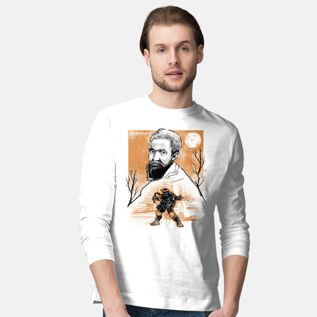 Renaissance Ninja Michelangelo Sumi-E-Mens-Long Sleeved-Tee-Astrobot Invention
