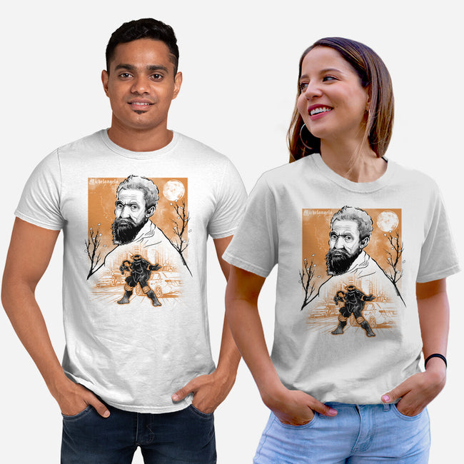 Renaissance Ninja Michelangelo Sumi-E-Unisex-Basic-Tee-Astrobot Invention