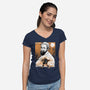 Renaissance Ninja Michelangelo Sumi-E-Womens-V-Neck-Tee-Astrobot Invention