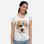Renaissance Ninja Michelangelo Sumi-E-Womens-V-Neck-Tee-Astrobot Invention