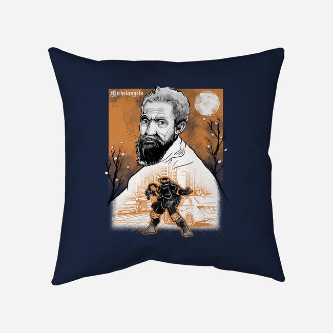 Renaissance Ninja Michelangelo Sumi-E-None-Removable Cover w Insert-Throw Pillow-Astrobot Invention