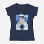 Renaissance Ninja Leonardo Sumi-E-Womens-V-Neck-Tee-Astrobot Invention