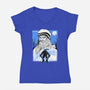 Renaissance Ninja Leonardo Sumi-E-Womens-V-Neck-Tee-Astrobot Invention